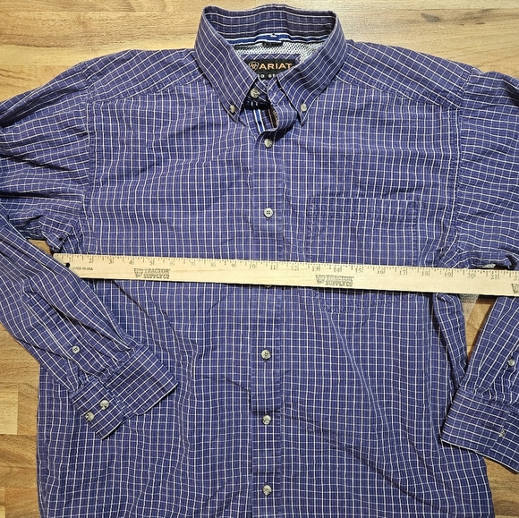 Ariat Pro Series Shirt Men’s Medium Blue Plaid Long Sleeve Button Down - Picture 5 of 11
